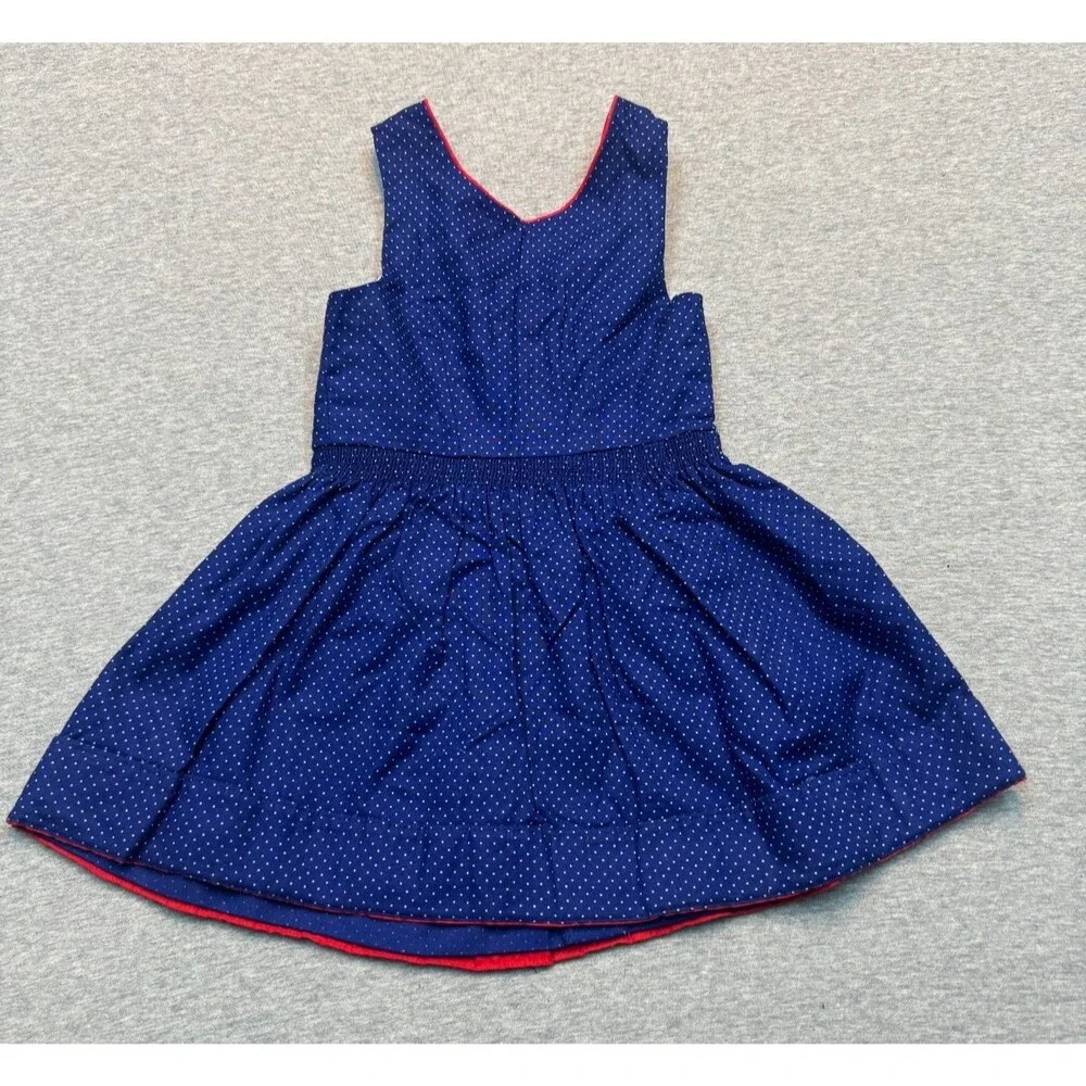 Vintage 1980s Zechner Dirndl Girls Dress Blue Polka Dot German Austrian 20
